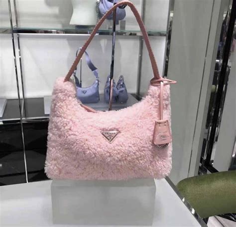 pink fur prada bag